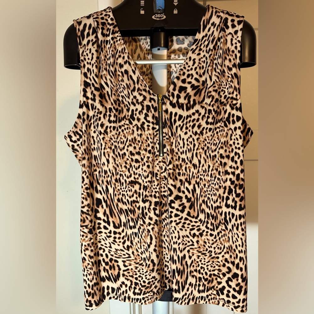 INC sleeveless top, animal print, Size XL